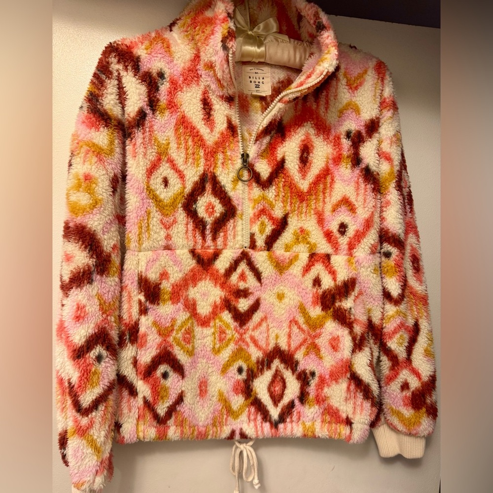 Billabong Super Warm half zip Fleece with Pink and Orange Hues